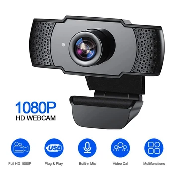 

1080P HD 2MP Manual Focus USB Webcam for Laptop Desktop Rotatable Camera for Office Online Live Web Camera with Microphone