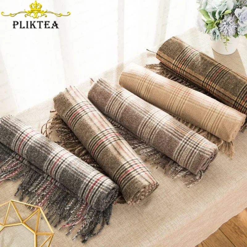 PLIKTEA осень зима мужская и женская мериносовая шерсть плед шарф теплое пончо Женский кашемировый палантин женская Шаль Леди Мода пашмины