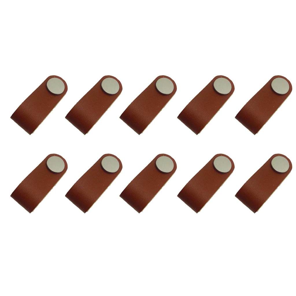 10x PU Leather Handles Cabinet Drawer Dresser Closet Replacement Suitcase Handle Pulls