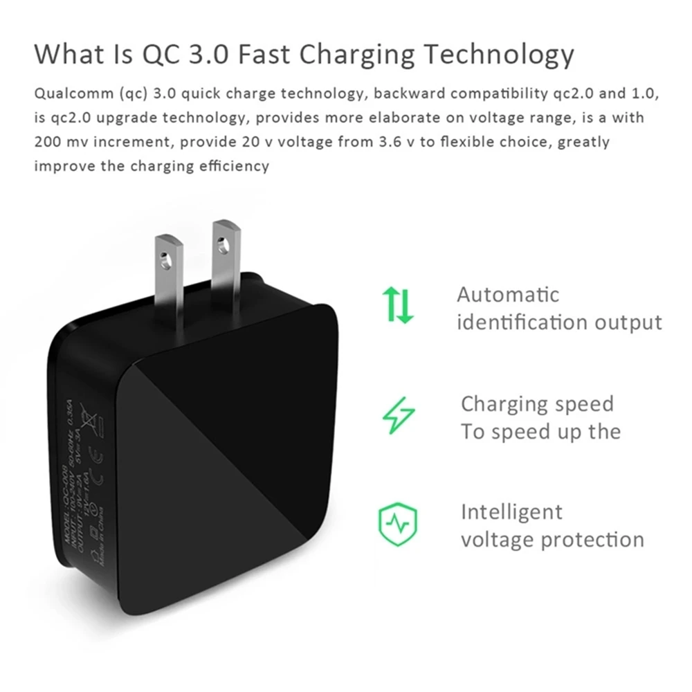100 шт QC3.0 быстрое зарядное устройство 3,0 EU/US быстрое зарядное устройство 18 Вт USB быстрая зарядка r для iphone x samsung Xiaomi 5 huawei LG
