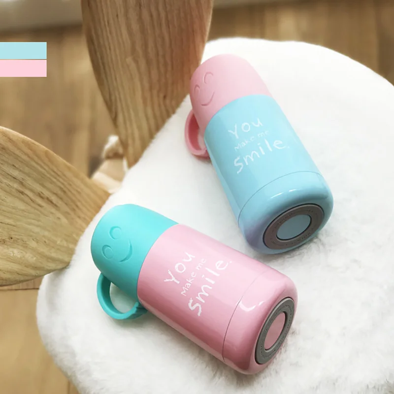 Smile Face Thermos Cups Portable Water Bottle Adult Travel Bottles Vacuum Flask
