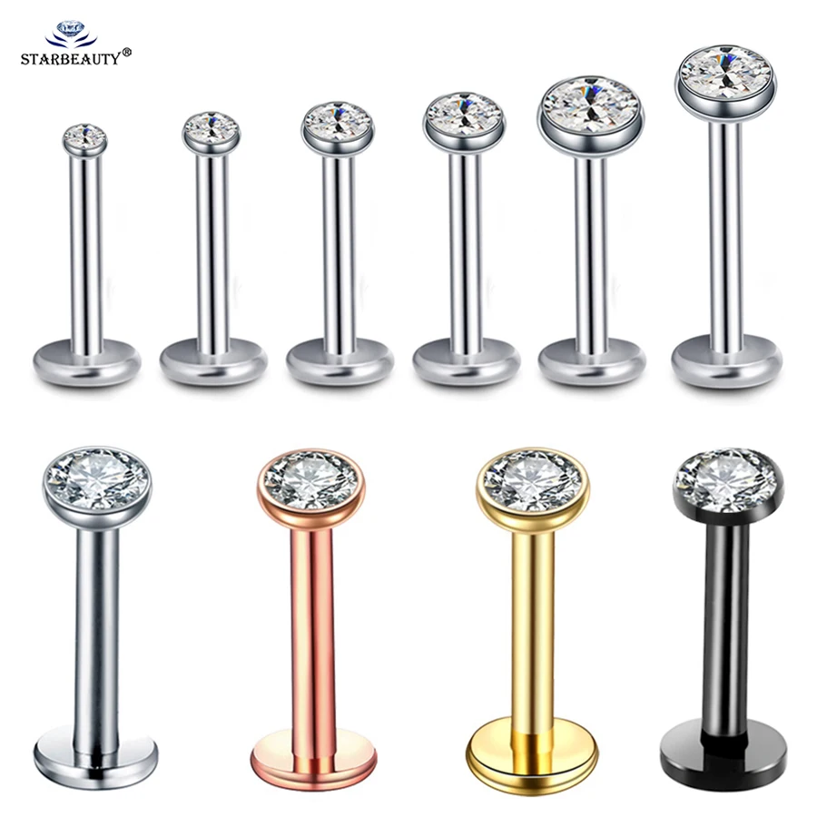 

Only 1pc 16G 1.5~4mm Gem Nose Ring Silver Gold Color Helix Piercing Oreja Tragus Piercing Labret Lip Ring Earrings Ear Piercings