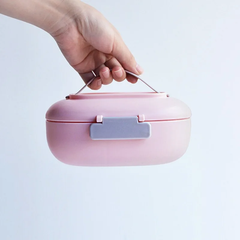 Пластиковый прочный Bento Box Портативный детский Ланч-бокс для микроволновки две сетки экологически чистый розовый синий японский и корейский стиль Ланч-бокс