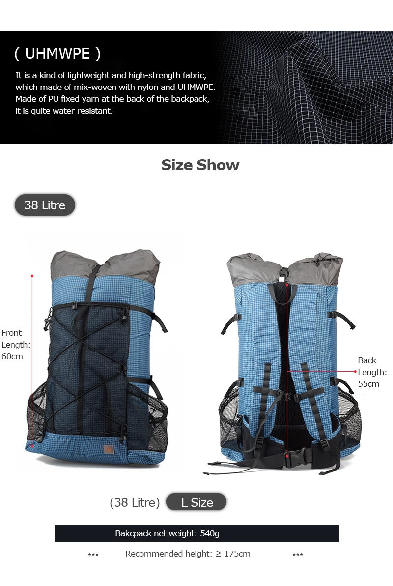 3F UL gear 38L 26L легкий мягкий рюкзак для походов рюкзак дорожная сумка пенопластовый коврик для альпинизма кемпинга