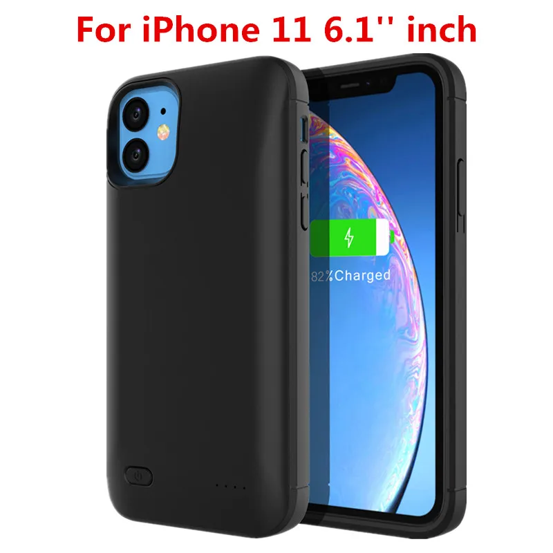 Для iPhone 11 11 Pro Чехол для аккумулятора 4000 мАч резервный перезаряжаемый чехол для зарядки PowerBank для iPhone 11 Pro Аккумулятор max зарядное устройство чехол - Цвет: 11 6.1 inch Black