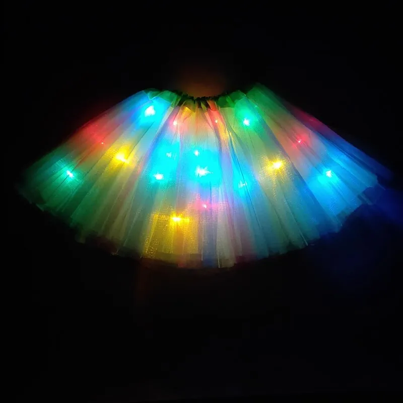

Light LED Girl Kids Clothes Star Tutu Skirt Princess Party Tutus Tulle Pettiskirt Child Ballet Dance Halloween Christmas navidad