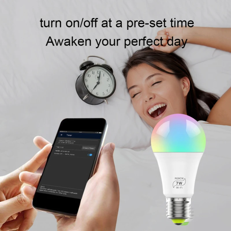 1/2/3/4/5/6/7/8/10 шт. умный дом Wi-Fi лампа светодиодная лампа 7 Вт RGB/RGBW E27 Wake-Up теплый свет работы с Alexa Google Home