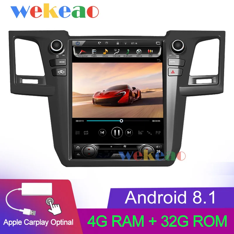 Android Car Radio Wekeao вертикальный экран Tesla стиль 12,1 ''Android 8,1 автомобильный Dvd мультимедийный плеер для Toyota Fortuner Revo Автомагнитола 2012 - Цвет: Android Car Radio