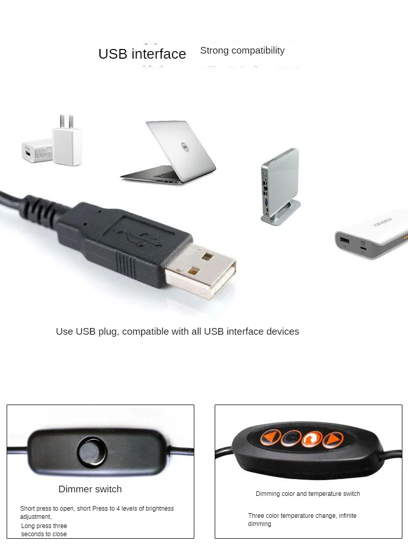 Универсальный usb-светильник высшего класса с зажимом для шланга, регулируемый светильник для чтения с цветовой температурой, лампа для защиты глаз, Горячая лампа Munsu beauty