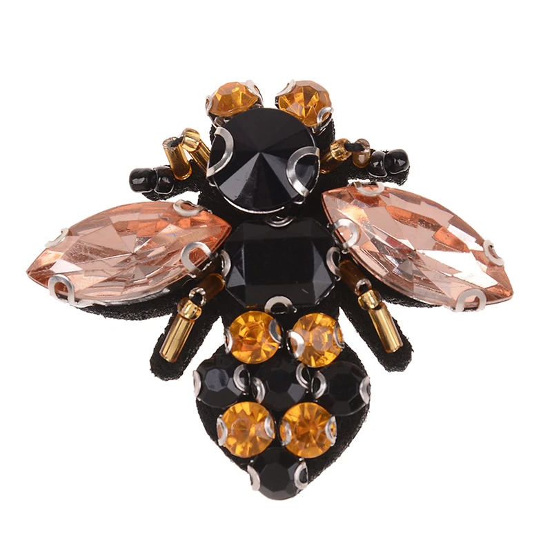 

1Pcs Handmade bead Bee Beaded Patch for Clothing Iron on Beading Applique Clothes Shoes Bags Decoration Patch DIY Apparel
