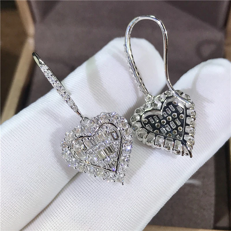 Женские серьги из циркония с сияющим сердцем и кристаллом очаровательные