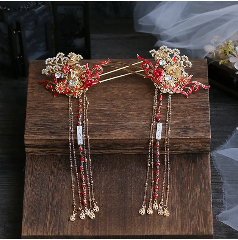 HIMSTORY Высококачественный традиционный китайский стиль Свадебный головной убор Ретро Феникс Принцесса шпильки свадебные аксессуары для волос