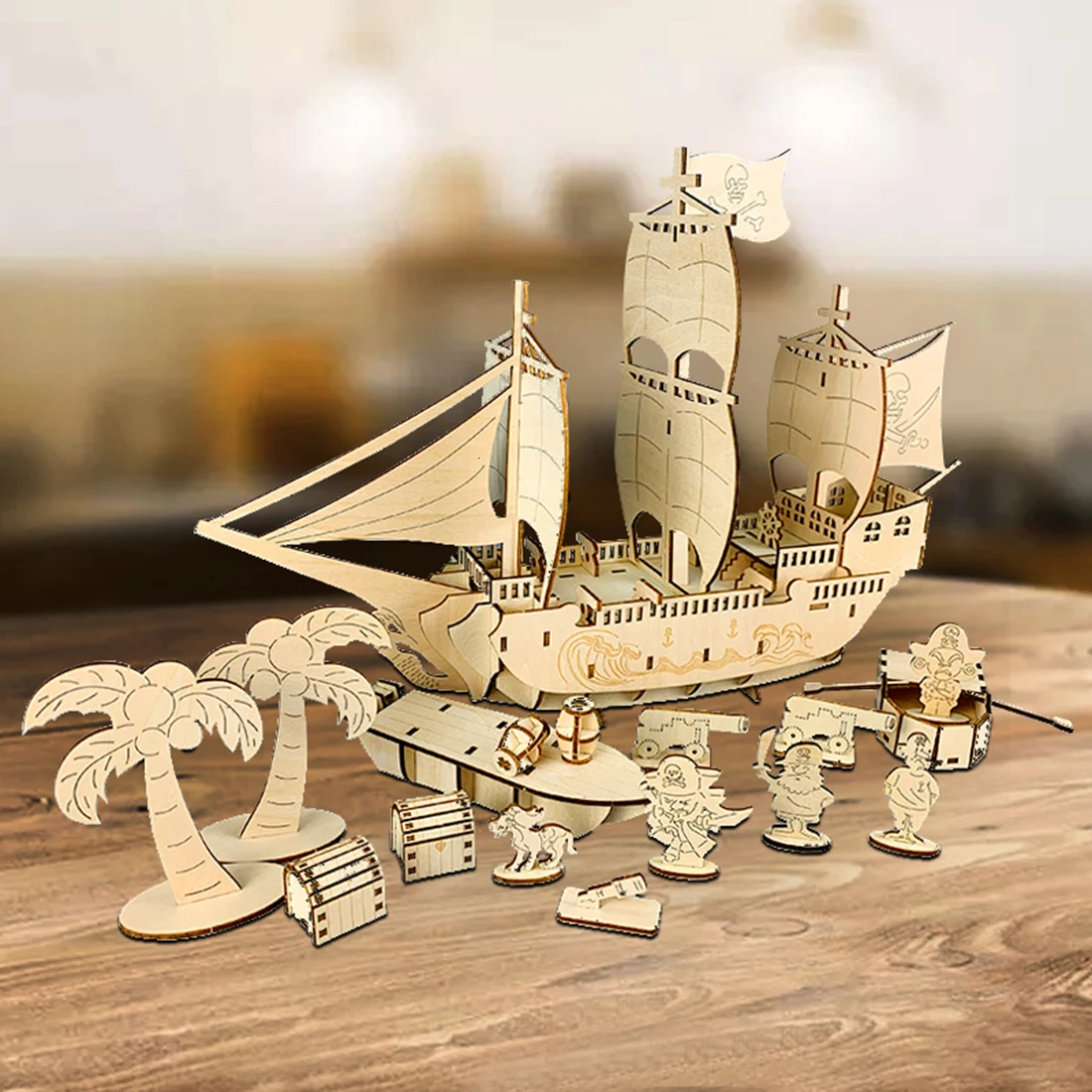 96 шт 3D деревянная головоломка модель украшения DIY сборка Подарочная игрушка-пиратский корабль