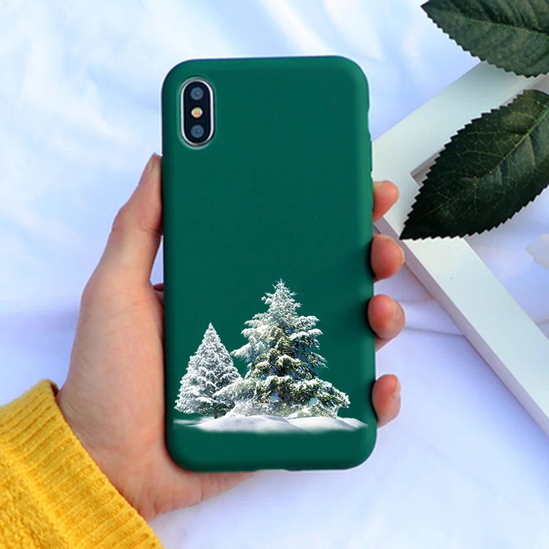 Рождественский мультяшный чехол для iPhone XS X XR XS Max, матовые Мягкие силиконовые чехлы для iPhone 8, 7, 6, 6S Plus, Fundas, подарки на год, чехол