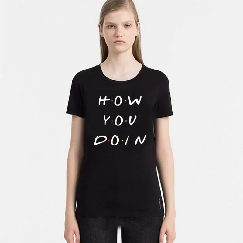 How You Doin, футболка, повседневная, короткий рукав, круглый вырез, хлопок, футболка, простая, черная, корейский стиль, одежда для женщин, тренд, топы, футболка, Femme