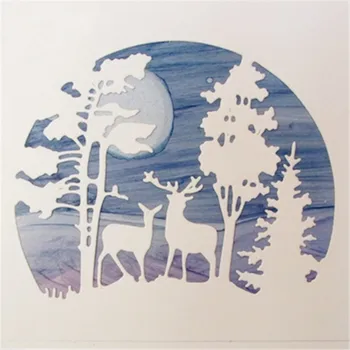 

Happy Christmas Tree Animal Deer Frames Metal Cutting Dies Stencils Die Cut for DIY Scrapbooking Album Paper Card