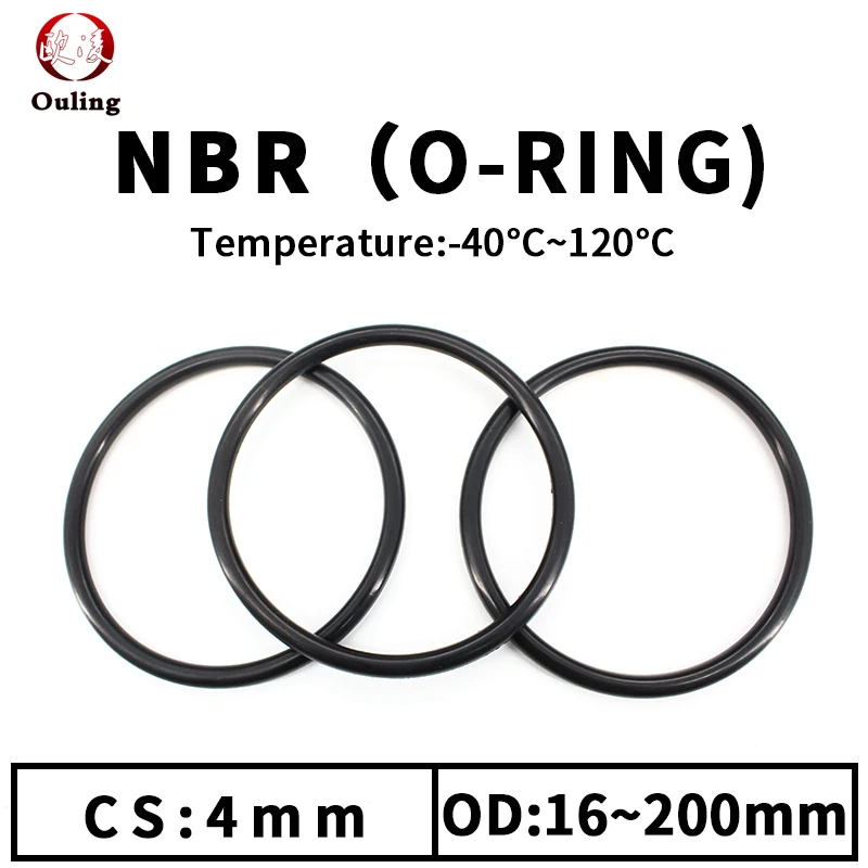 

NBR O Ring Seal Gasket Thickness CS4mm OD12-200mm Wear Resistant Automobile Petrol Nitrile Rubber O-Ring Waterproof Black