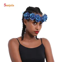 Большие розы ручной работы гирлянда для женщин вечерние головные уборы украшения для волос синие аксессуары для волос acconciatura sposa HG07