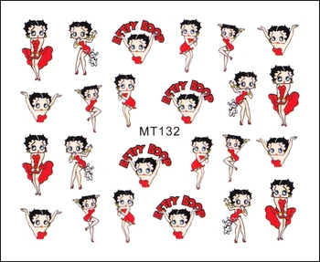 

1 Sheet Nail Sticker MT132 Red Cartoon Betty Boop Nail Art Water Transfer Sticker Decal Sticker For Nail Wraps