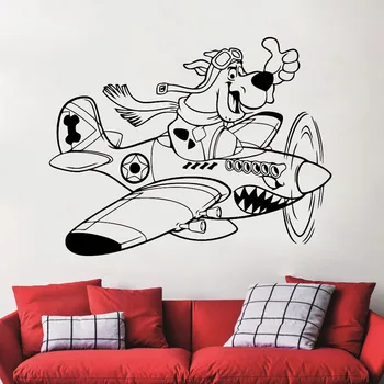 

Scooby-Doo Wall Decal Cartoon Baby Nursery Vinyl Wall Stickers for Kids Rooms Dog drive a Plane Pattern Murals Home Decor P15