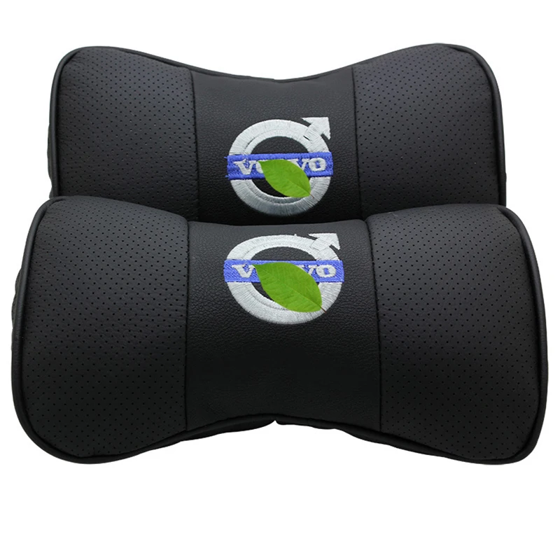 2 шт памяти отскок сиденья автомобиля Подушка подголовник подушка для шеи для Volvo - Цвет: Black