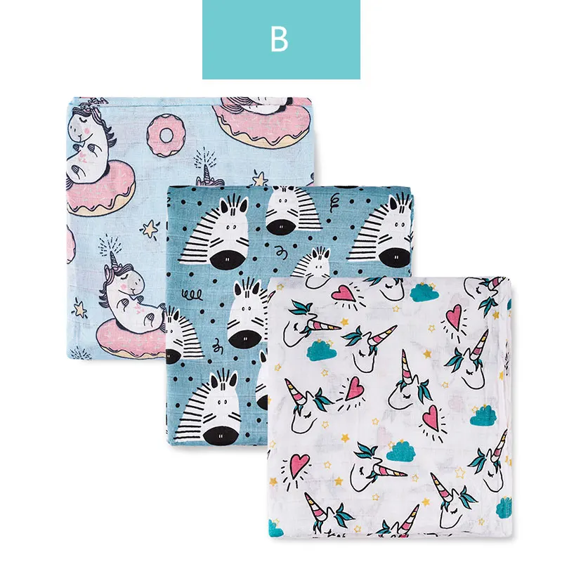 swaddle set B HappyFlute/3 шт./партия, Детские хлопковые муслиновые пеленки, мягкие одеяла для новорожденных, спальный мешок, чехол для коляски, игровой коврик для девочек и мальчиков, пеленка - Цвет: swaddle set B