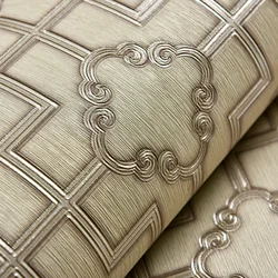 Stereo 3d Deep Embossed Non-woven Wallpaper Chinese Style Lattice Study Tea House Living Room Tv Backdrop Decor Wall Paper Rolls
