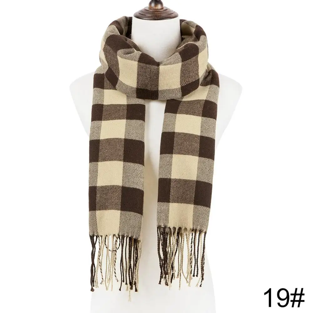 YEABIU Модный зимний женский шарф, клетчатый теплый шарф для женщин, шерстяные шарфы, шарфы на каждый день, кашемировая Женская шаль, одеяло - Цвет: A19