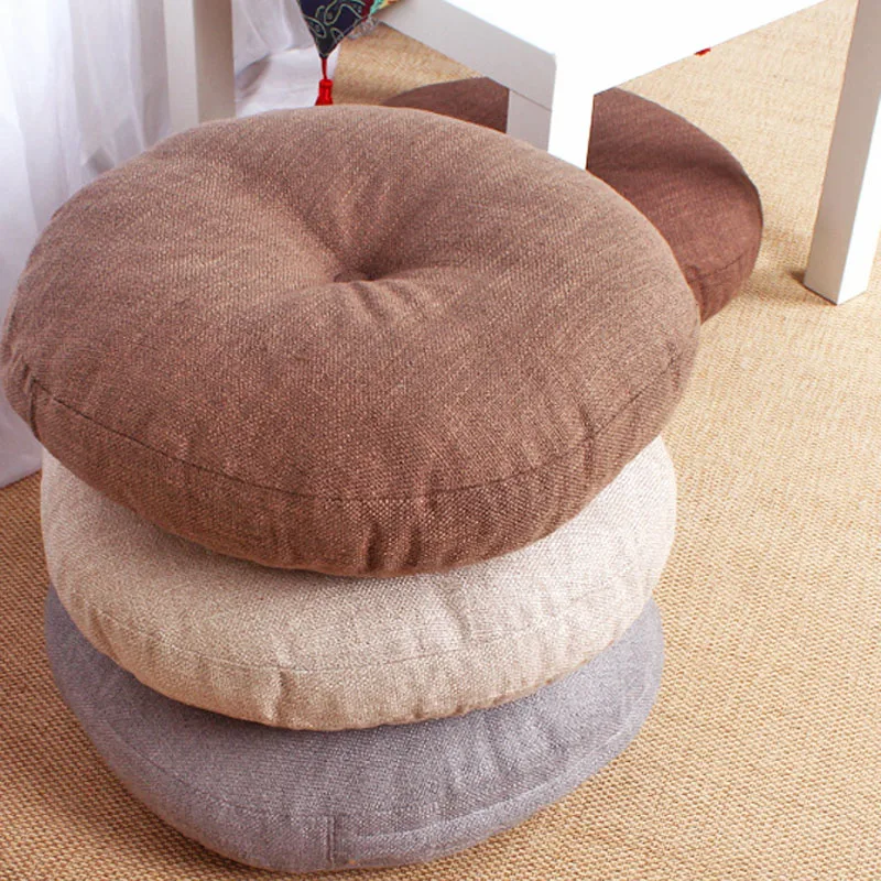 40-70cm Round Cushion Linen Cotton Seat Pad Thick Washable Cushion Meditation Mat Modern Sofa Pillow Tatami Chair Back Cushion 2