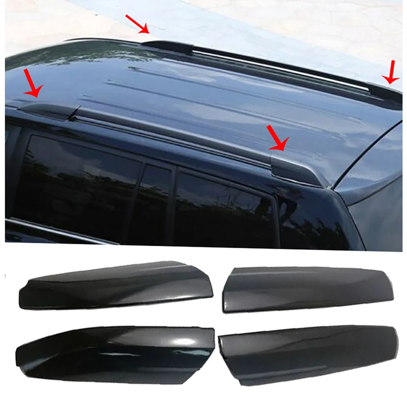 4pcsBlackRoofRackRailEndCoverShellCapForToyotaHighlander