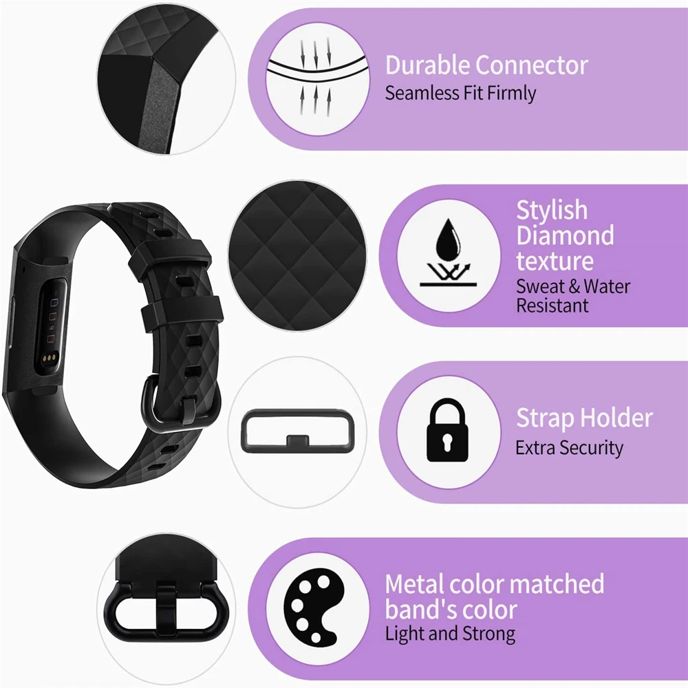 Ремешок из ТПУ для Fitbit Charge 4 Аксессуары браслета 3 сменный ремешок