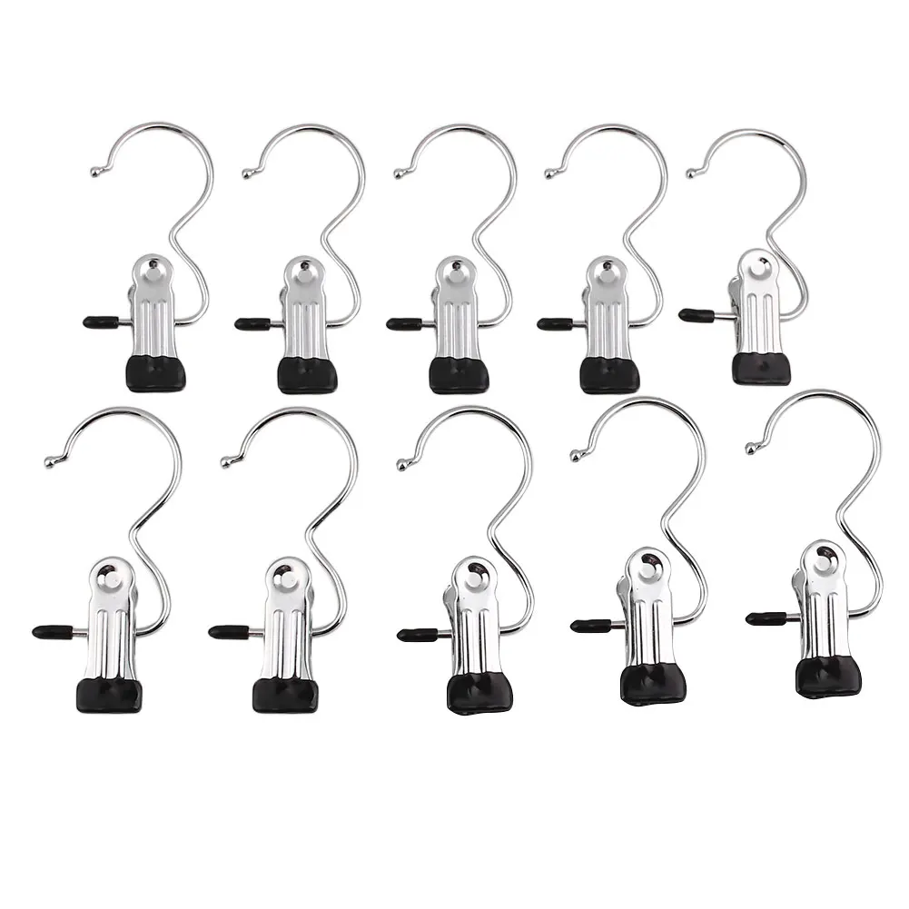 Hook for Hanging Stainelss Steel Hanger 10pcs Boots Adhesive Hooks Laundry Boot Household Gadgets Shoes Clip Clothes