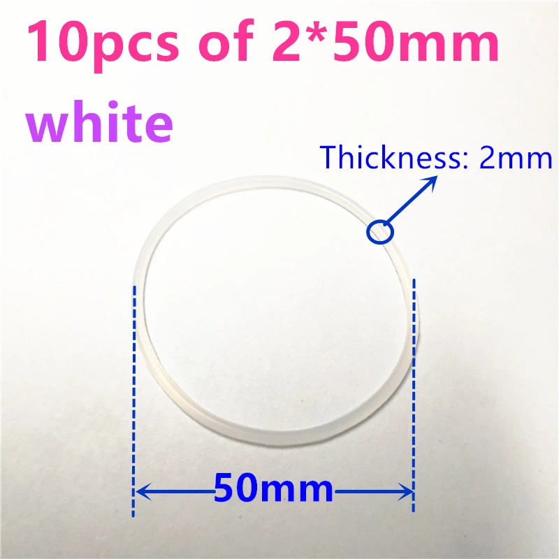 10pcs 2x50mm white 9 размеров силиконовый резиновый ленточный шкив Трансмиссия привод двигателя круглые ремни лента DIY игрушка модуль Автомобильный Двигатель стрейч Droppshipping - Ширина: 10pcs 2x50mm white