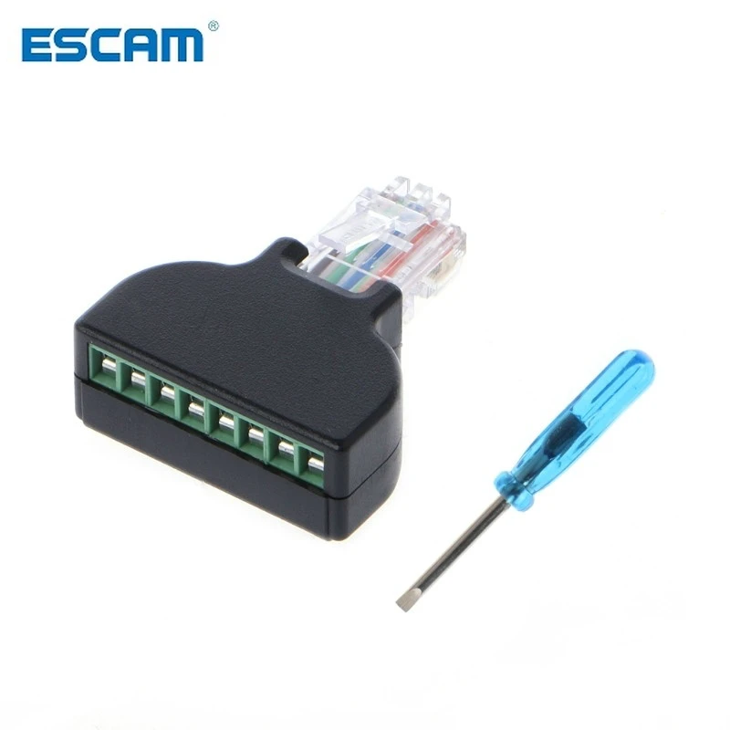 Переходник со штекера Ethernet RJ45 на 8-контактный винтовой разъем AV для камеры