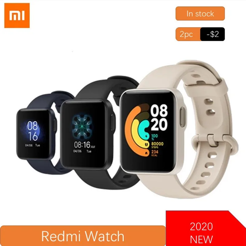 US $58.27 New in 2021 Original Xiaomi Redmi Bluetooth Smart Watch 5ATM Waterproof SmartWatch Fitness Heart Rate Monitor