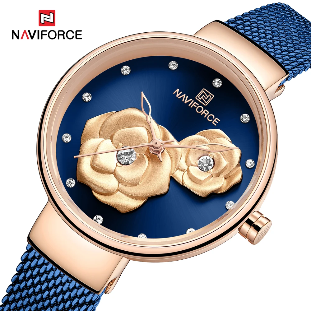 

NAVIFORCE Blue Steel Watch Women Quartz Watches Ladies High Quality Waterproof Wristwatch Gift for Wife 2020 Relogio Feminino