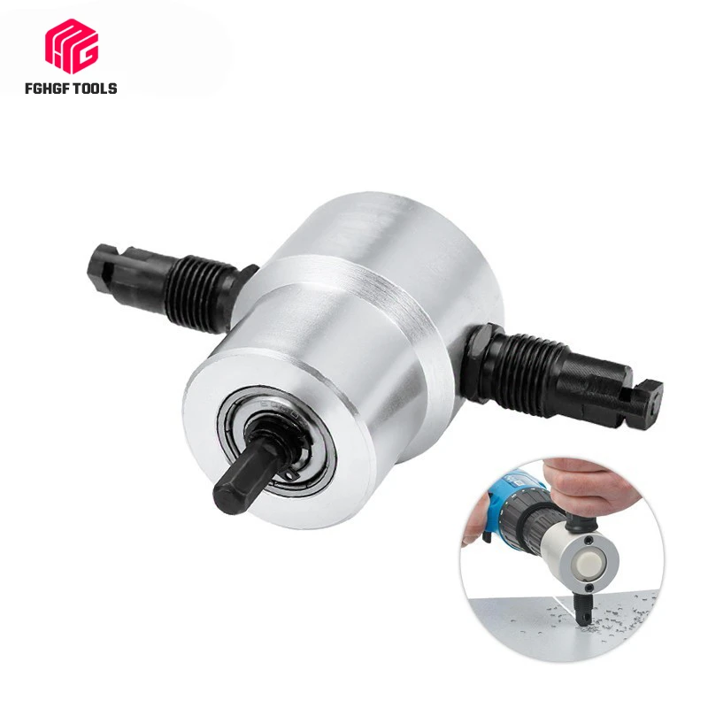 

FGHGF Professional Double Head Metal Plate Cutter Drill Accessory 360 Degree Cutting Rotating Sheet Tool Parts With Iron Box