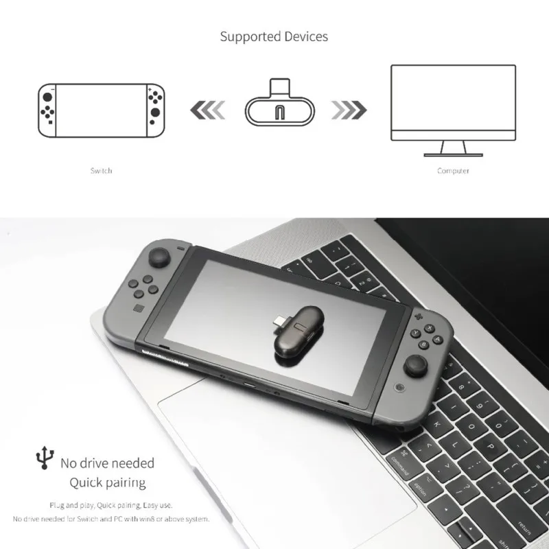 Route With USB C Cable For NS Switch Wireless Transmitter Headphone Receiver For Bluetooth Adapter