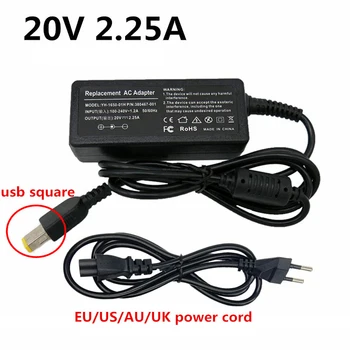 

20V 2.25A USB square connector Ac Adapter Charger EU US UK AU plug universal power adapter for Lenovo power supply