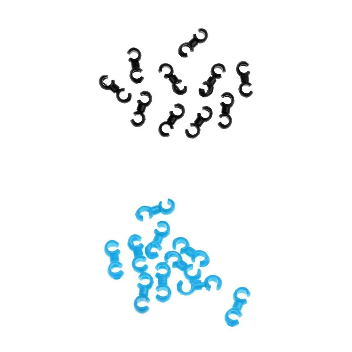 20Pcs S-style Cable Clips, Cycling Bike Bicycle Buck Holes Brake Gear Housing Guides - Black,Blue