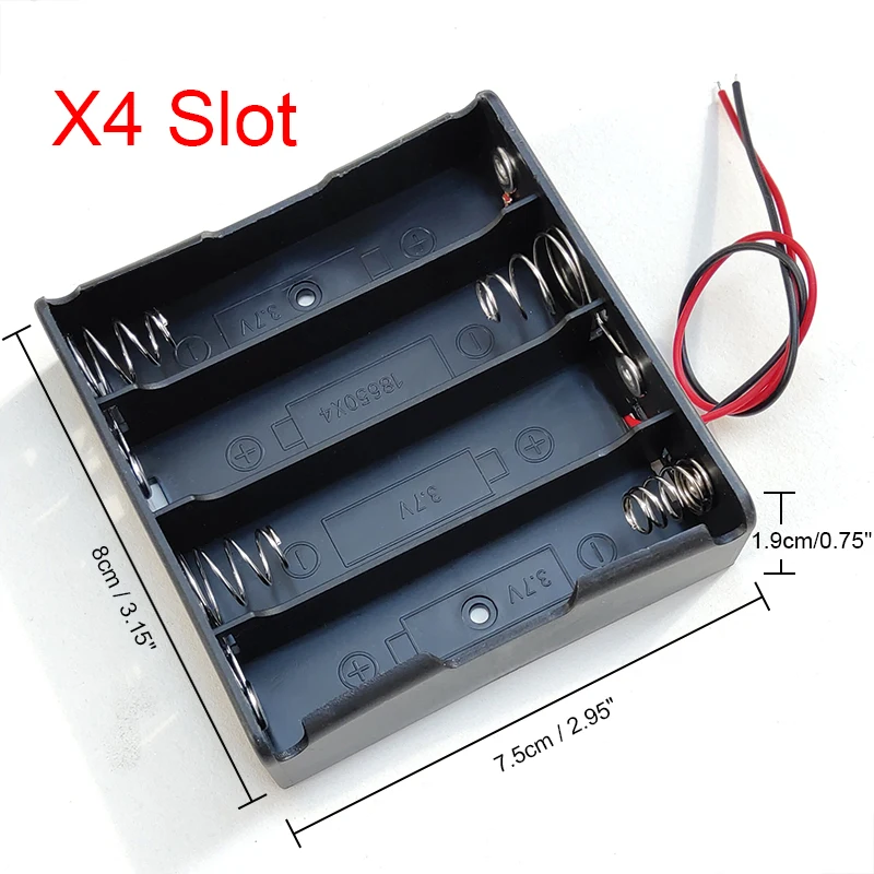18650 Battery Case 1x 2x 3x 4x Slot Way DIY Batteries Clip Holder Container With Wire Lead Pin