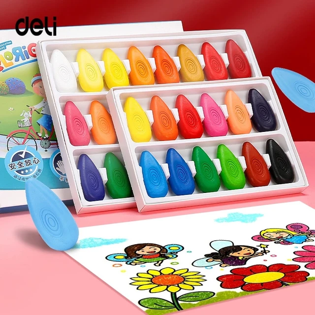  deli Crayones para niños pequeños Rocket no tóxicos para niños  pequeños de 1 año en adelante, crayones lavables, pintura, suministros de  dibujo y arte, 24 paquetes de crayones (24) : Juguetes y Juegos