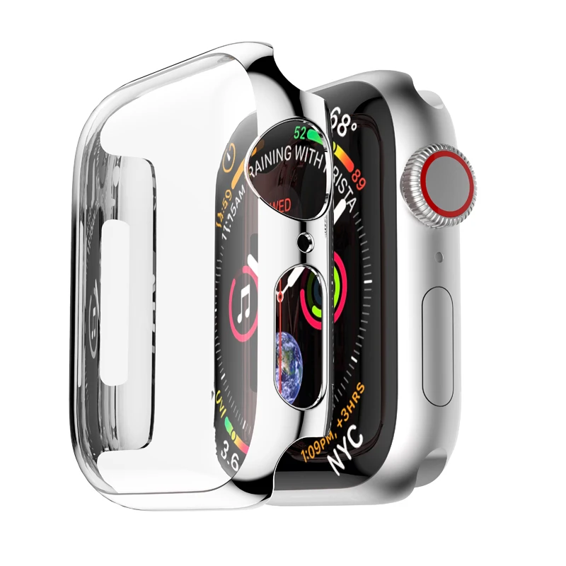 Чехол из поликарбоната для Apple Watch 5, 4, 3, защитный чехол для экрана 42 мм, 44 мм, 38 мм, 40 мм, ударопрочный защитный чехол - Цвет: silver