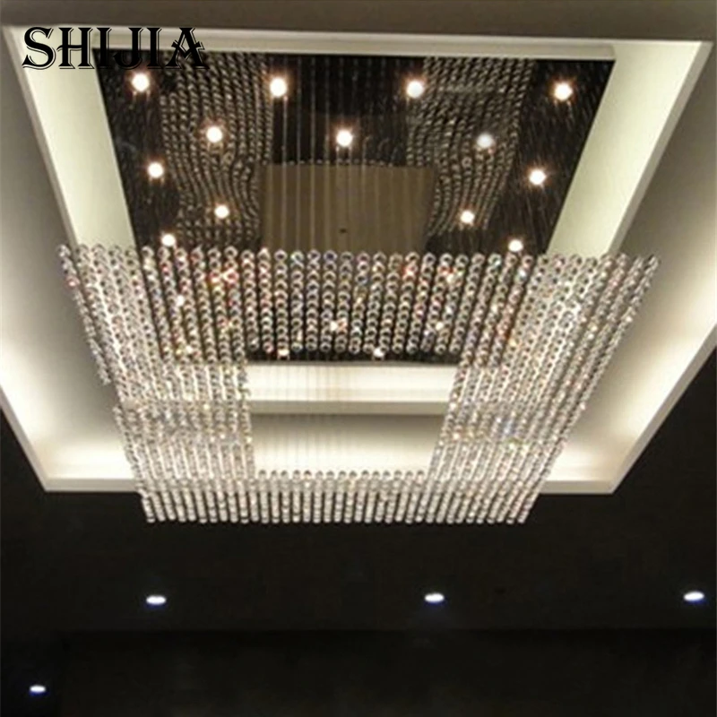 

Modern Luxury Square Crystal Stainless Steel Chandelier for Conference Room Hotel Lobby