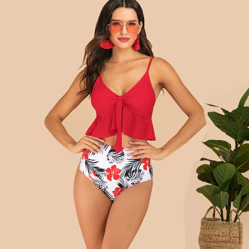 

Sexy Bikini Push up Swimsuits ruffles bikinis 2019 Mujer Brazilian Tankini set Two piece set swimsuit sexi Surfing suit Beach