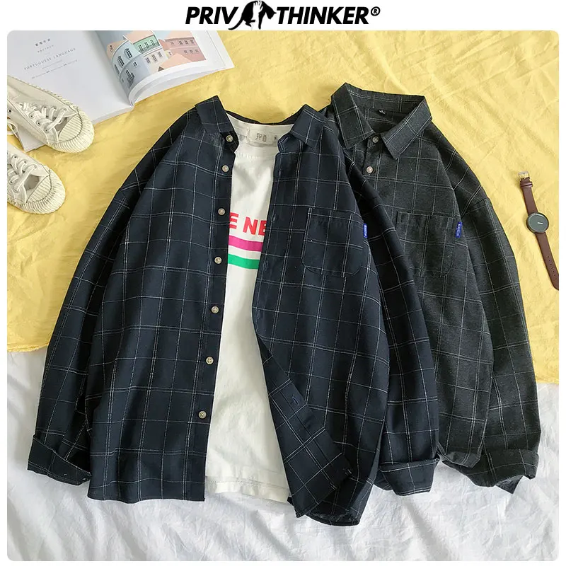 Beste Privathinker 2019 Nieuwe Mode vrouwen Shirt Casual Stijl Vrouwelijke Blouses Lange Mouw Plaid Shirt Plus Size Harajuku Office Tops
