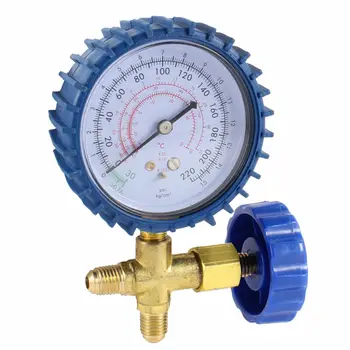 

Aircon 1/4 NPT Male Threaded 3 Way Valve Single Manifold Gauge 220psi CT-466