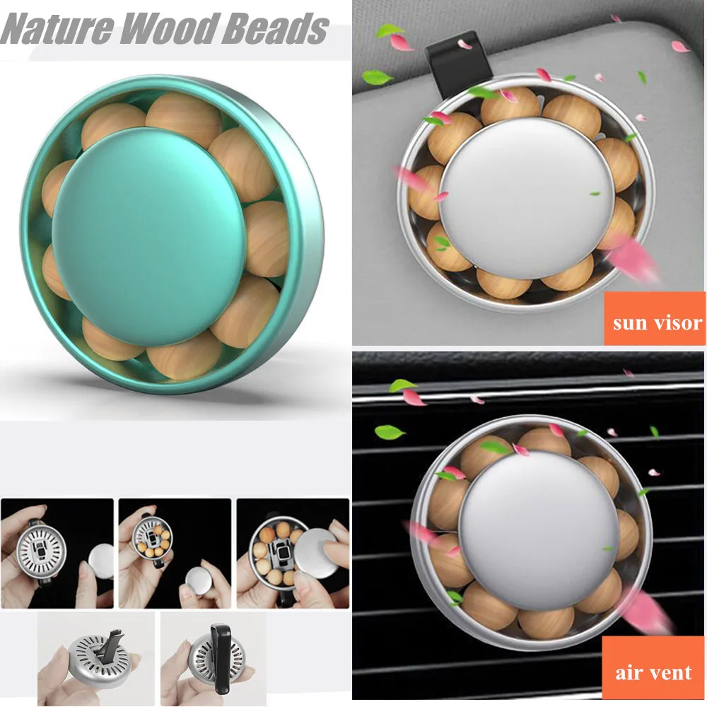 Nature Wood Beads Car Air Freshener Clip Bead Car Air Vent Sun Visor