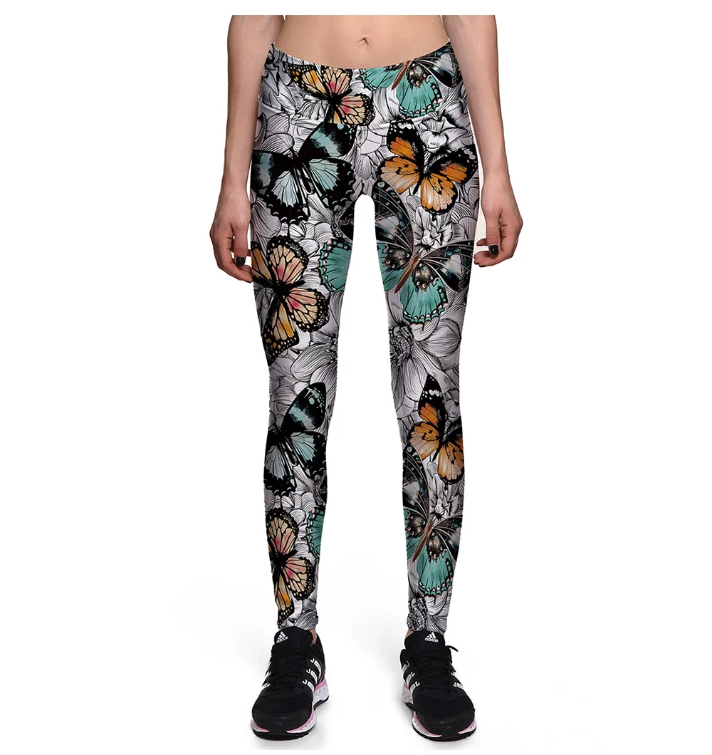 Workout leggings Slim Butterfly Daisy Leaf Lemon Digital Print Leggings Women Sporting Pants Fashion Womens Fitness Leggings