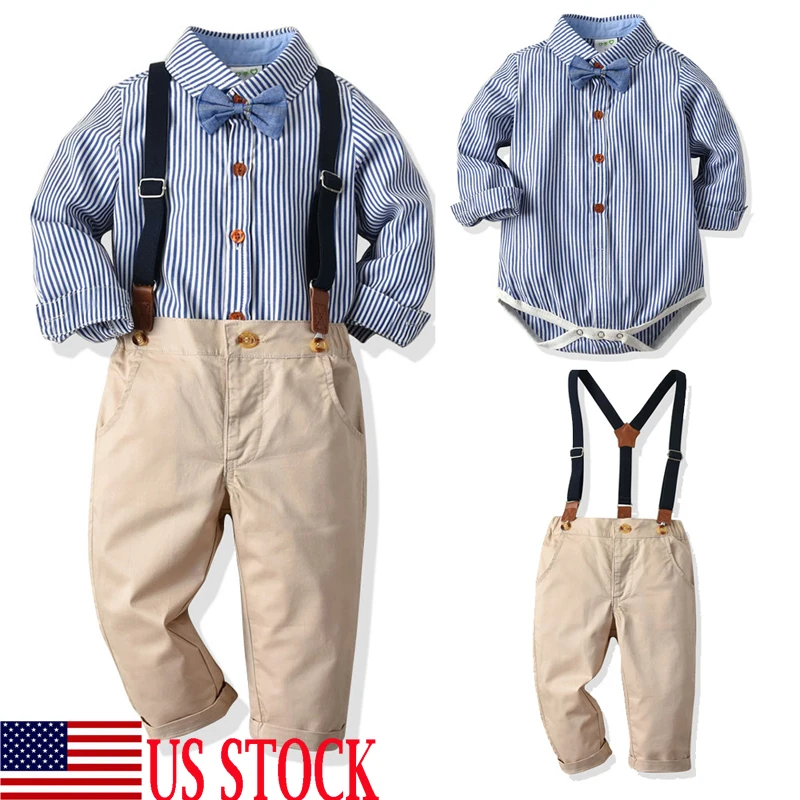 Brand Autumn Boys Gentleman Clothing Set Bow tie Dress Shirt+Denim Pants 2Pcs Casual Suit Baby Boys Kids Outfit 0-2 Years